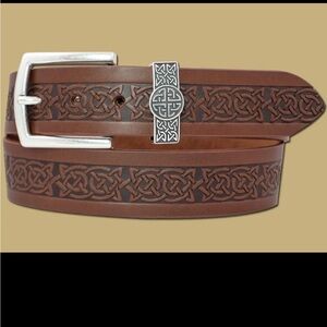 Lee River NWT Brown Celtic Pattern Leather Belt
